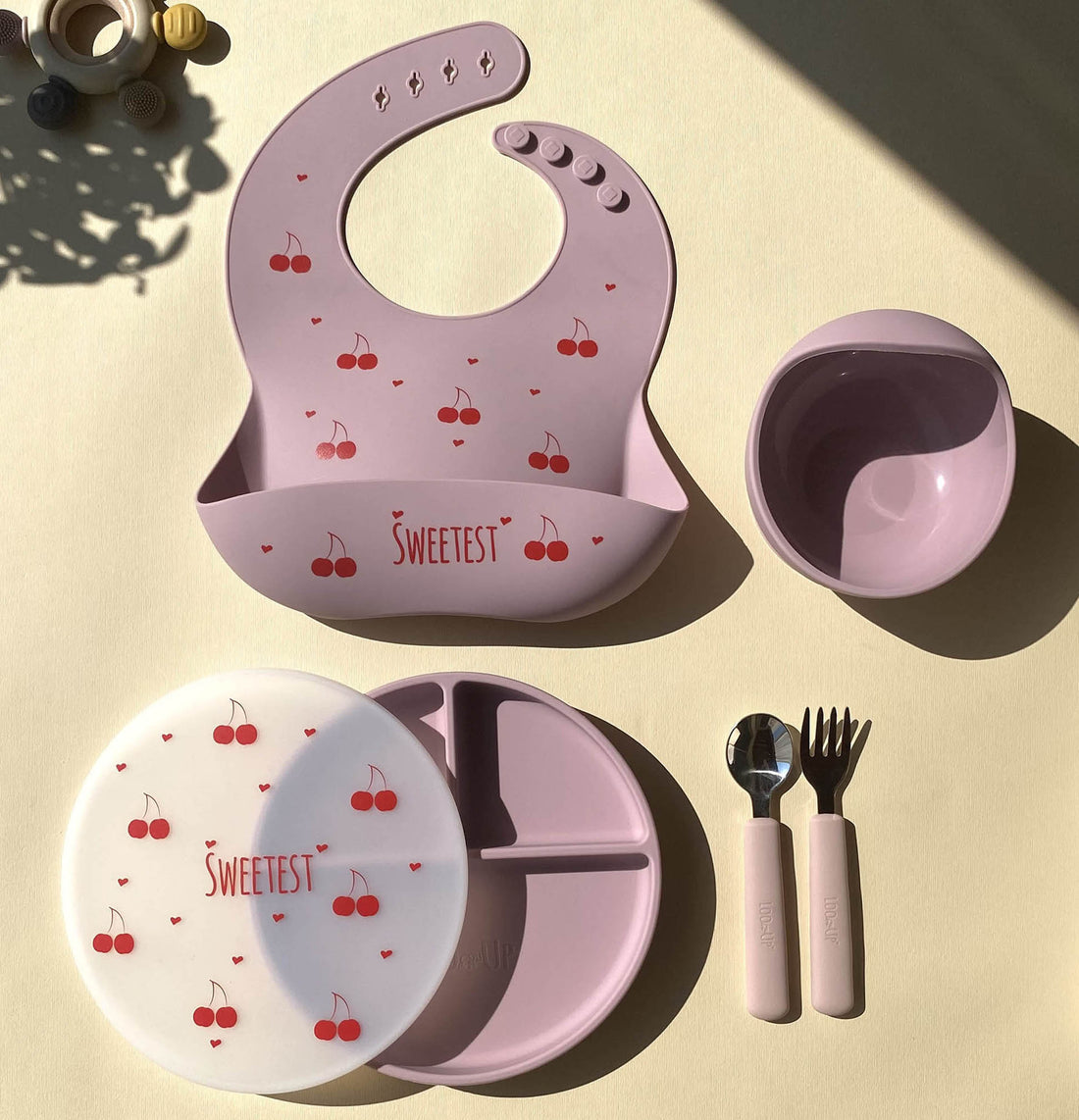 Set Pappa Sweetest (Bavaglino posate ciotota e piatto) Rosa