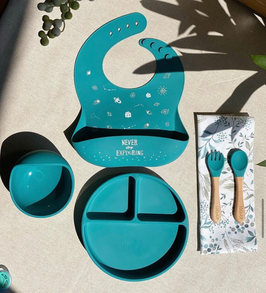 Set Pappa Svezzamento Blue Cobalto (Ciotola Piatto Posate e Bavaglino)