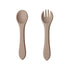 Posate per bambini full silicone Beige/ forchetta e cucchiaio in silicone per neonati. - Loo.Up