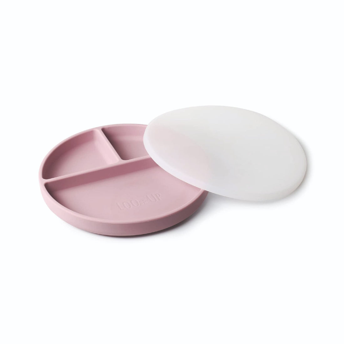 PIATTO IN SILICONE CON VENTOSA E COPERCHIO -ROSA-