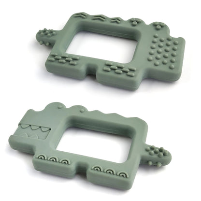 Massaggia Gengive per Neonati in silicone Coccodrillo - Sage -