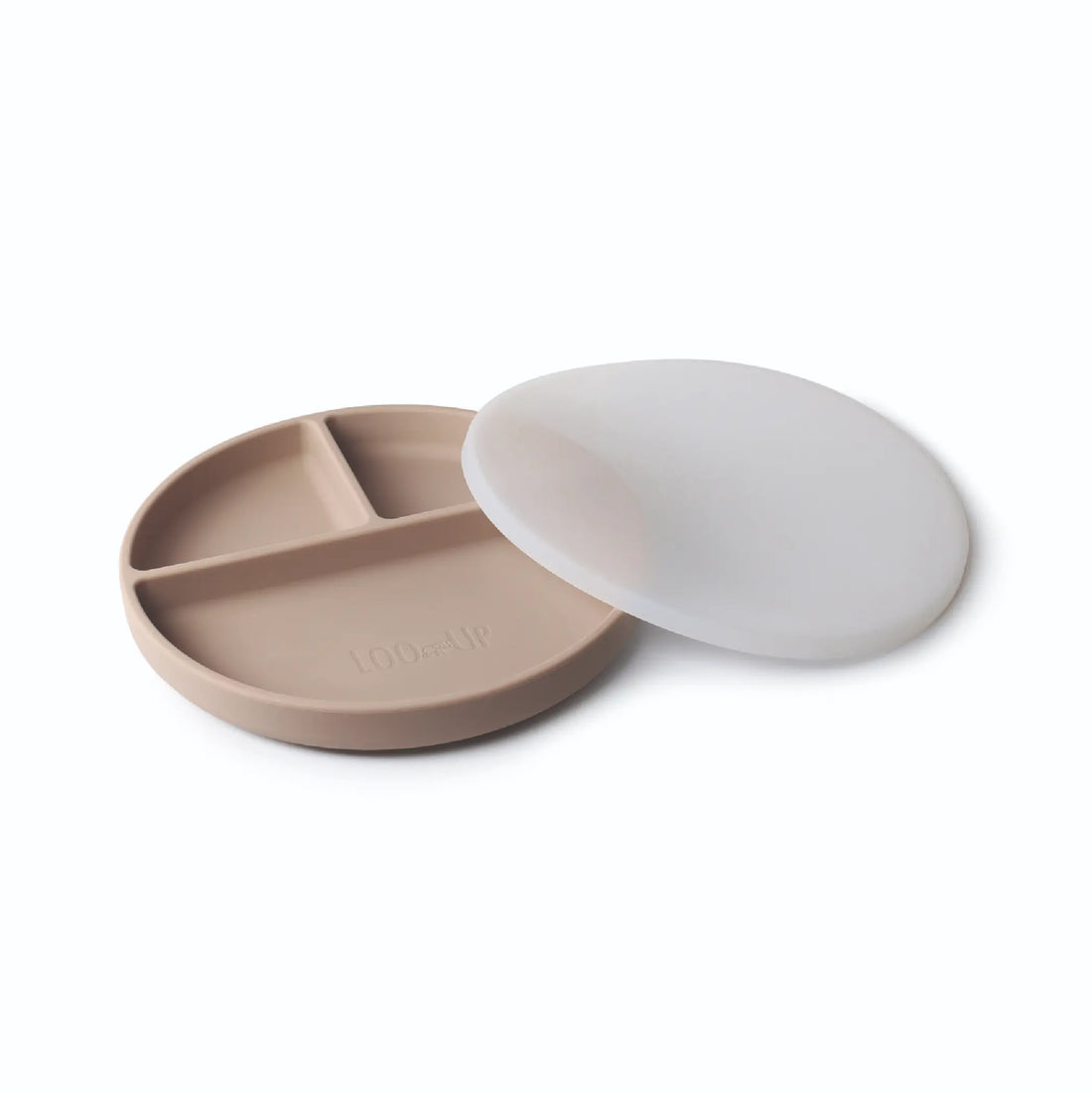 PIATTO IN SILICONE CON VENTOSA E COPERCHIO BEIGE