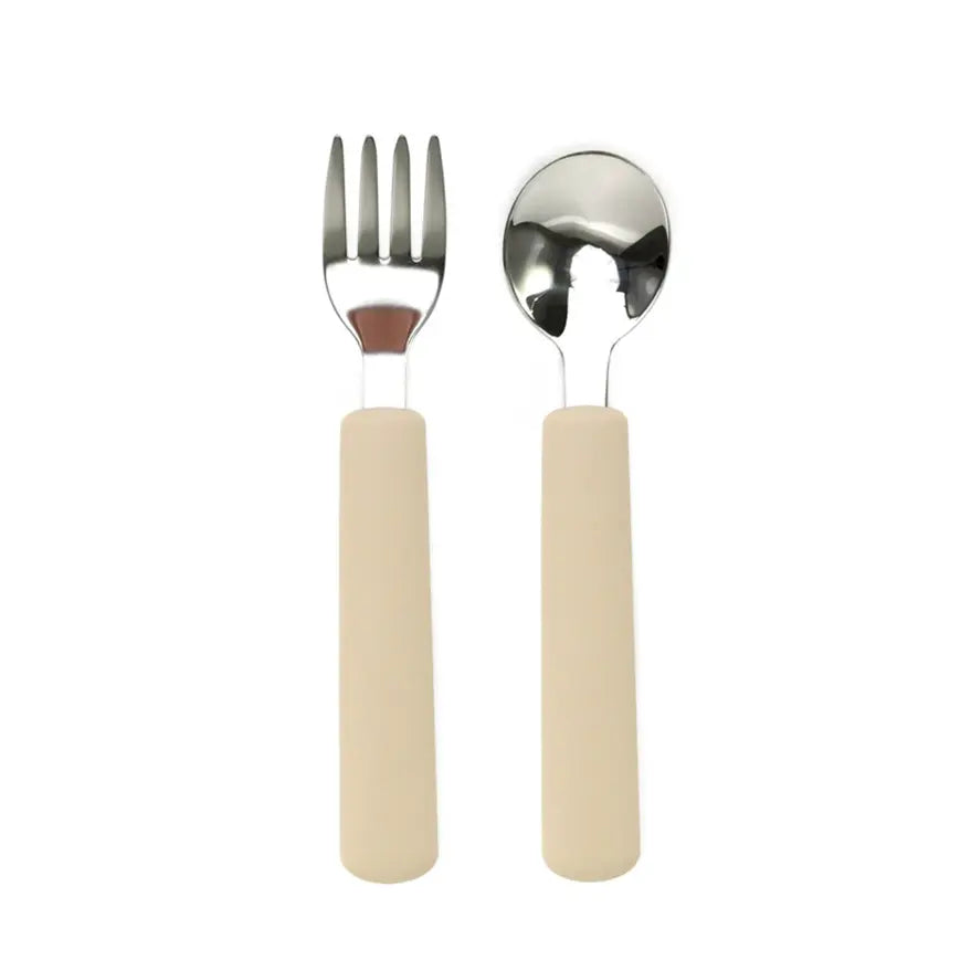 Posate per Bambini forchetta e cucchiaino - Beige -