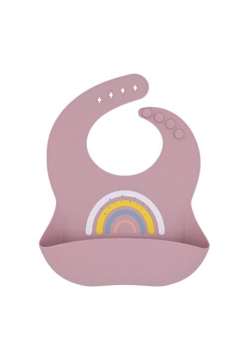 Bavaglino in silicone impermeabile neonato e bambini Rosa Arcobaleno. - Loo.Up